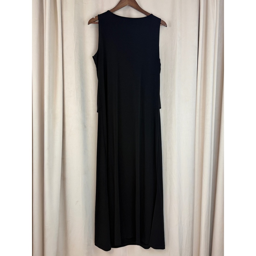 Susan Graver Tiered Liquid Knit Black Maxi Dress Size Medium - Picture 4 of 6